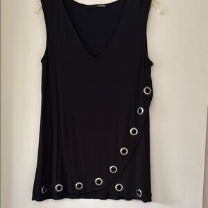 Stylish Black Sleeveless Top with Eyelet Detail
